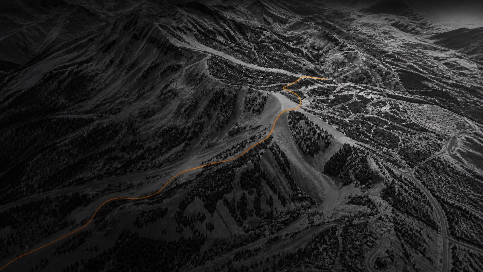 Aerial winter terrain